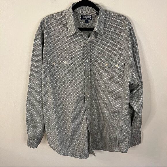 Panhandle Shirt Men’s Diamond Pearl Snap Button Blue Long Sleeve Size Large - Picture 1 of 6